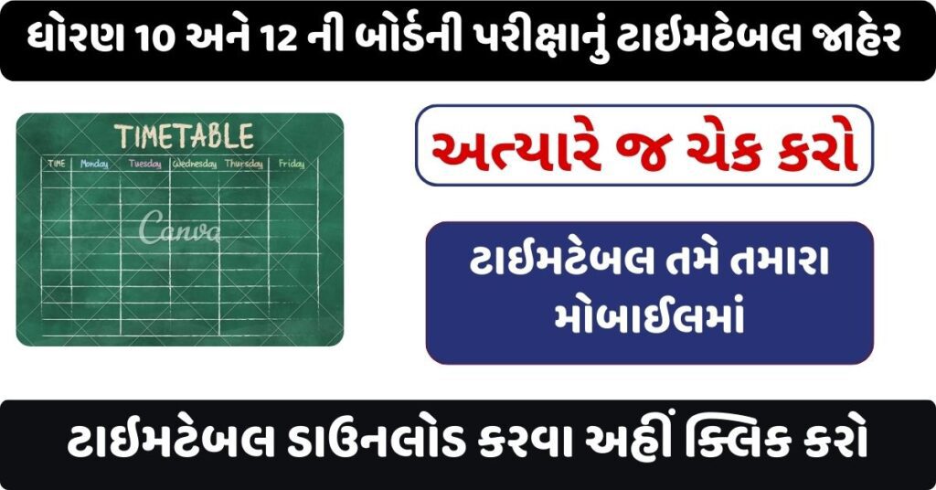 GSEB SSC Exam Timetable 2024