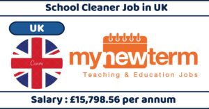 School Cleaner Job in UK