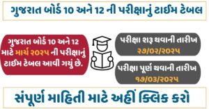 GSEB 10th and 12th Time Table