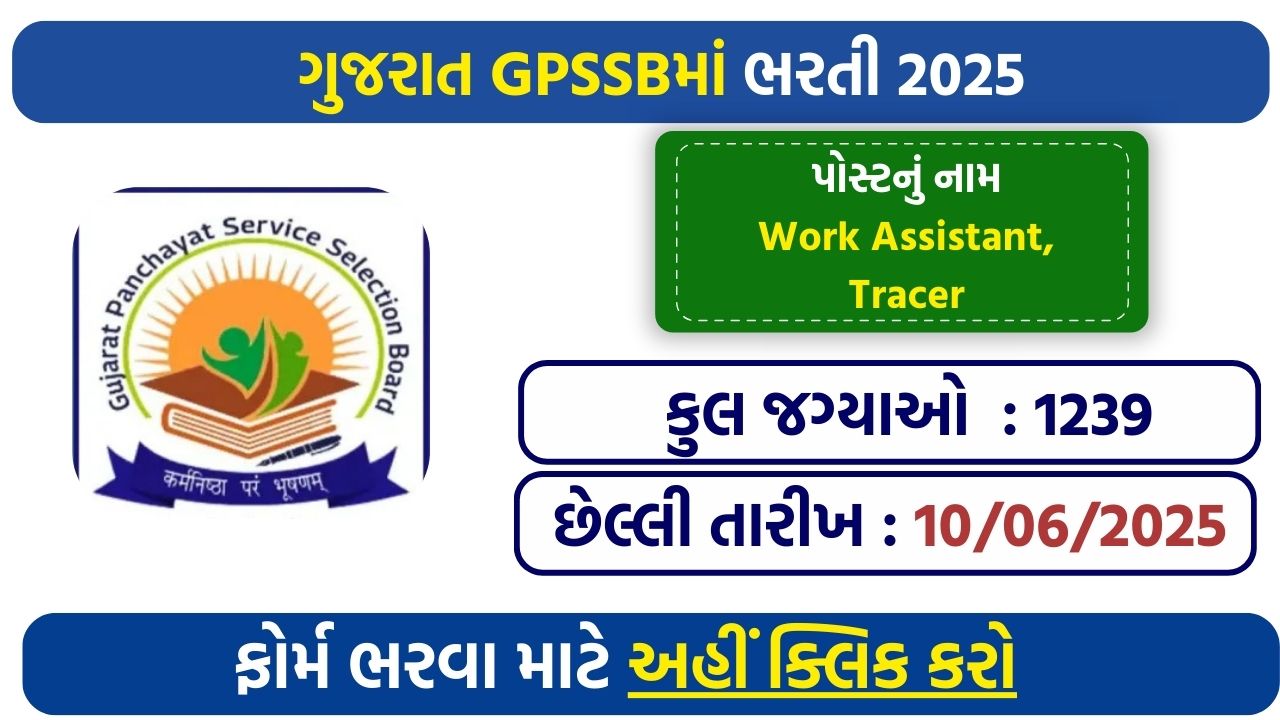 GPSSB Recruitment 2025: Apply Online for Work Assistant & Tracer Posts