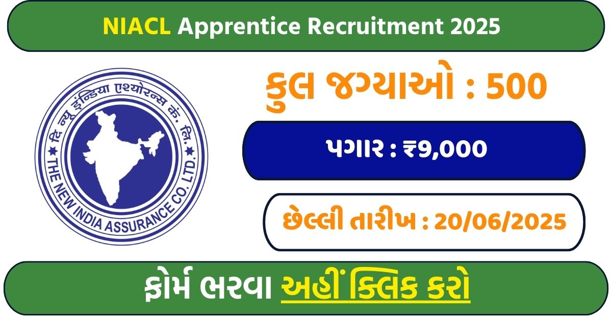 NIACL Apprentice Recruitment 2025: Online Application for 500 Apprentice Posts Begins