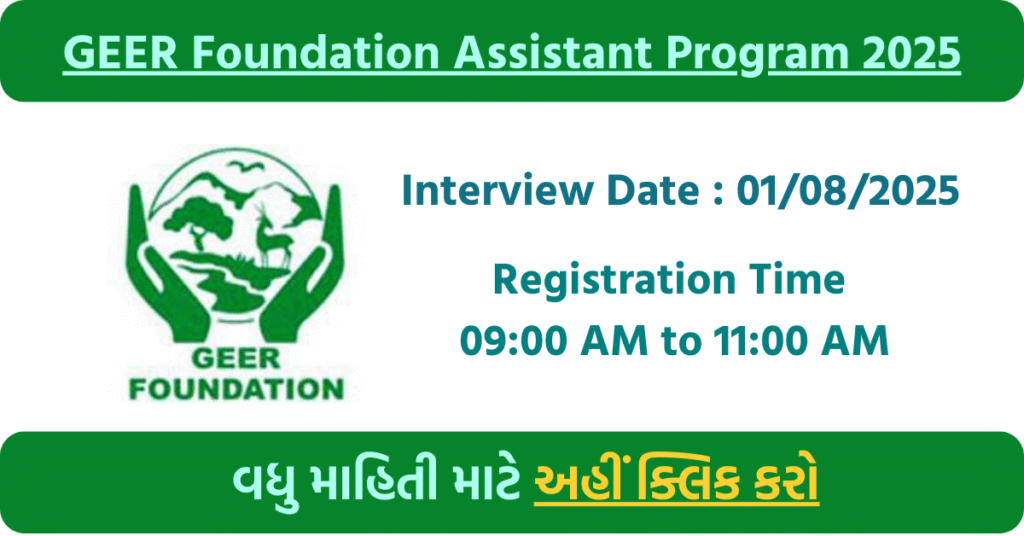 🌿 GEER Foundation Assistant Program Coordinator Vacancy 2025 – Walk-In for Environmental Education Jobs
