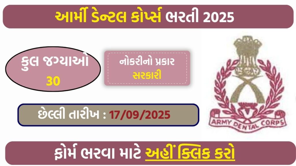 Army Dental Corps SSC Recruitment 2025 – Apply Online for 30 Vacancies
