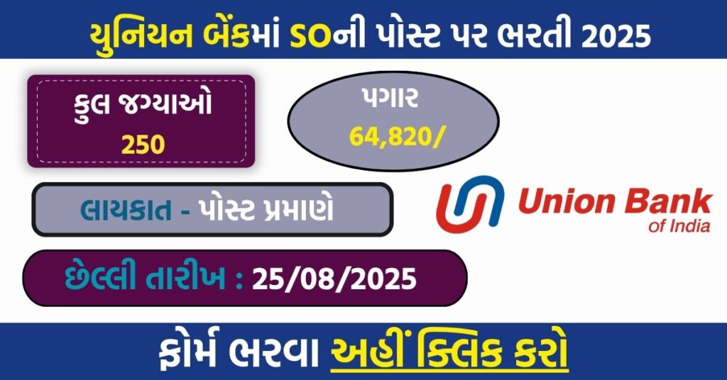 💼 Union Bank SO Recruitment 2025 – 250 Specialist Officer (Wealth Manager) Posts | Salary up to ₹21 Lakh CTC