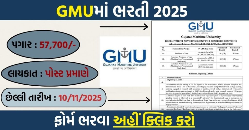 GMU Recruitment 2025 – Apply for Professor, Associate Professor & Assistant Professor Posts