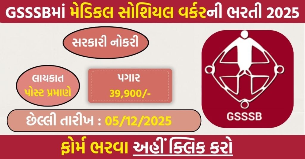 GSSSB Medical Social Worker Recruitment 2025: Apply Online for 46 Class-3 Posts