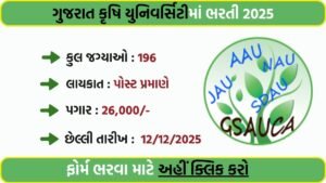Gujarat State Agricultural Universities Recruitment 2025 – Apply for 196 Farming Assistant Posts