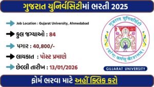 Gujarat University Recruitment 2025 – Apply Online for Clerk, Registrar, Engineer & Other Posts