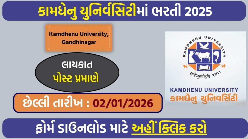 Kamdhenu University Recruitment 2025: 67 Teaching & Administrative Posts Announced