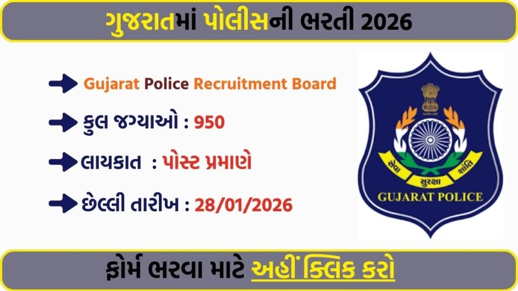 Gujarat Police Recruitment 2026: Apply Online for 950 Class-3 Posts