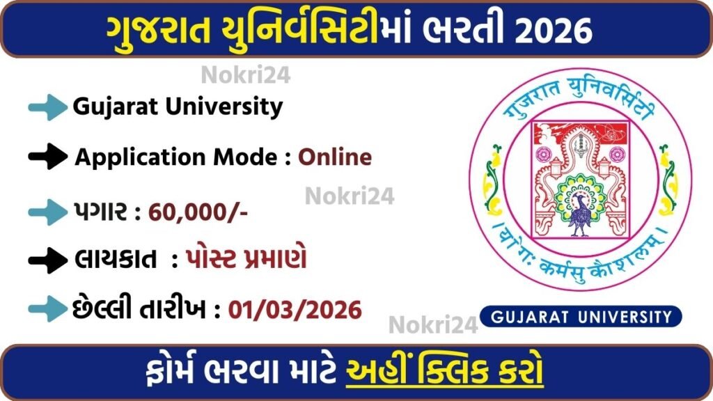 Gujarat University Teaching Recruitment 2026 – Apply for Assistant And Associate Professor Posts