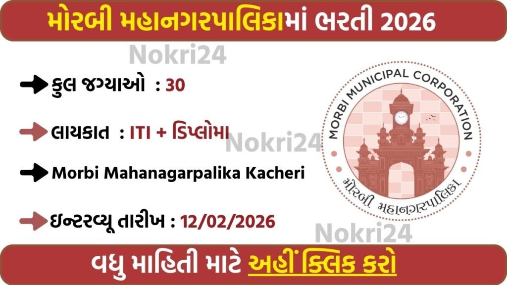Morbi Municipal Corporation Recruitment 2026: Walk-in Interview for 30 Sanitary Sub Inspector Apprentice Posts