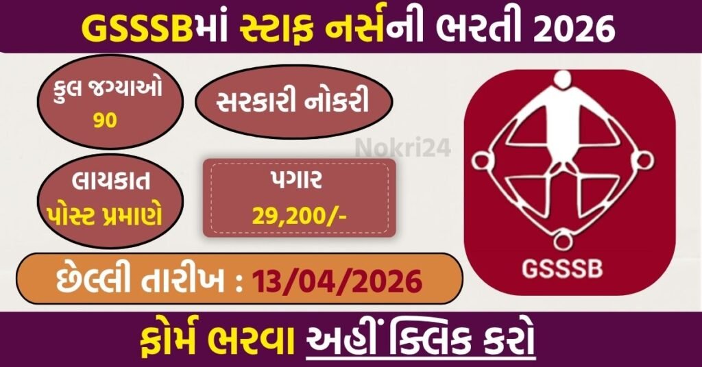 GSSSB Staff Nurse Recruitment 2026: Apply Online for 90 Posts