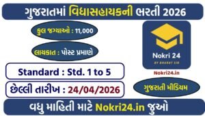 Gujarat Vidhyasahayak Recruitment 2026 – Apply Online for 11,000 Primary Teacher Posts