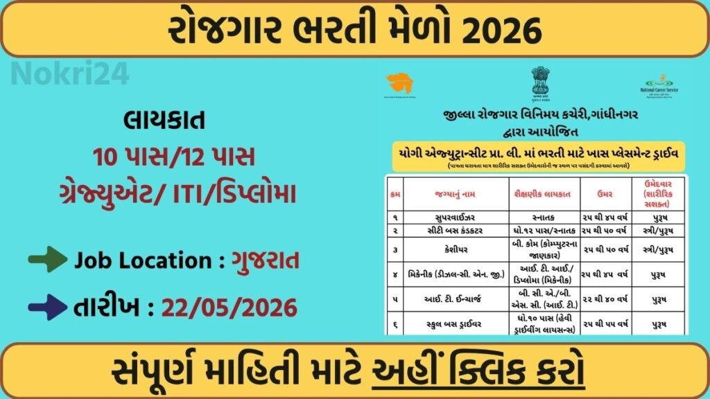 Rozgaar Bharti Melo 2026: Walk-In Job Fair on 22 May for Freshers & Experienced Candidates