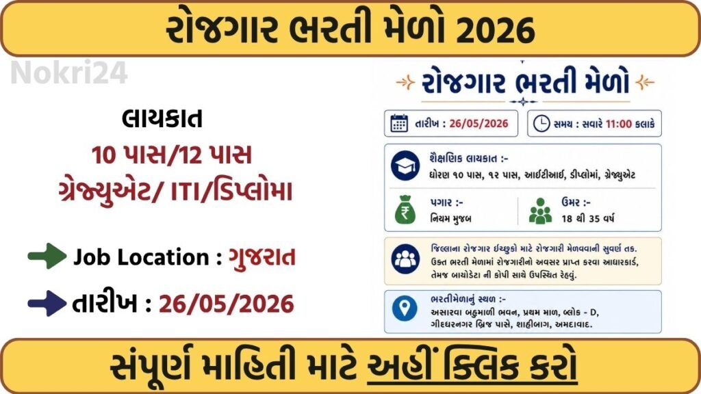 Rozgaar Bharti Melo 2026: Job Fair for 9th Pass, 10th Pass, 12th Pass, ITI, Diploma & Graduates