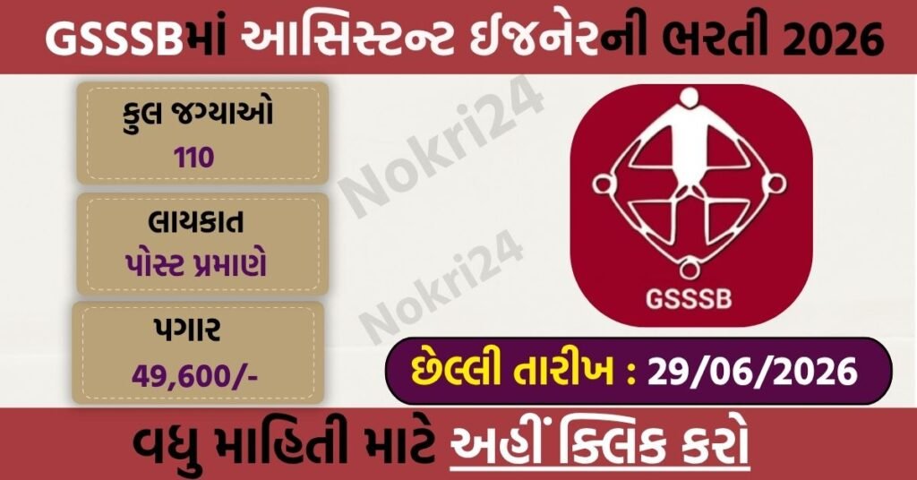 GSSSB Assistant Engineer Mechanical Recruitment 2026 – 110 Vacancies Announced