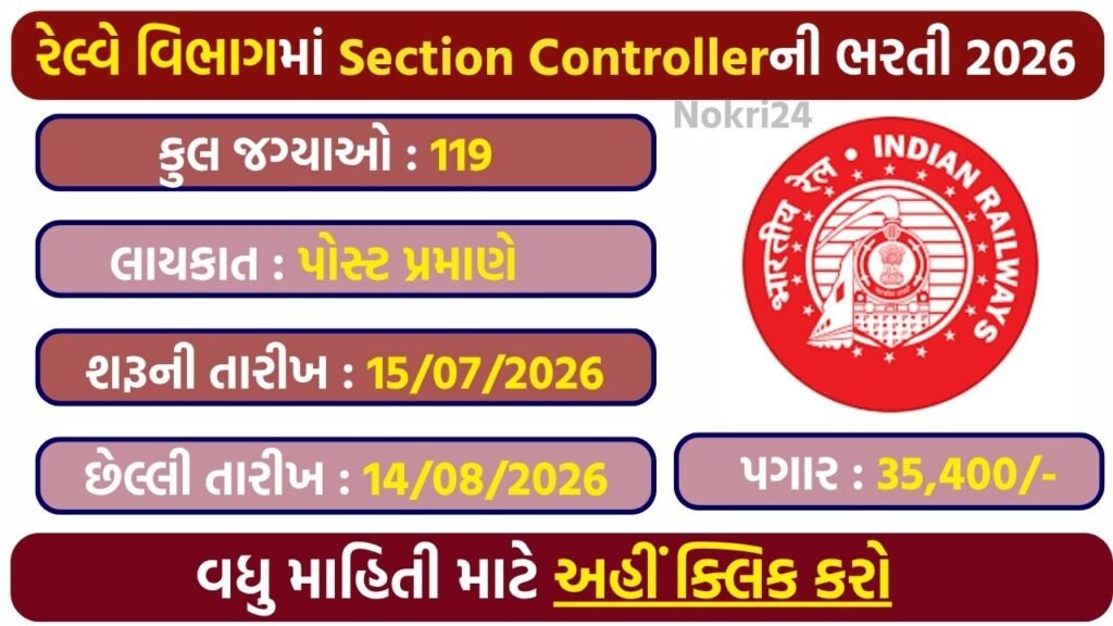 RRB Section Controller Recruitment 2026: Apply Online for 119 Railway Vacancies