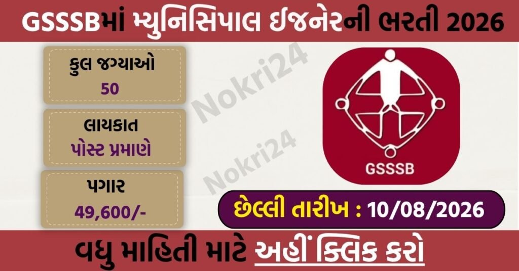 GSSSB Municipal Engineer Recruitment 2026: Apply Online for 50 Posts