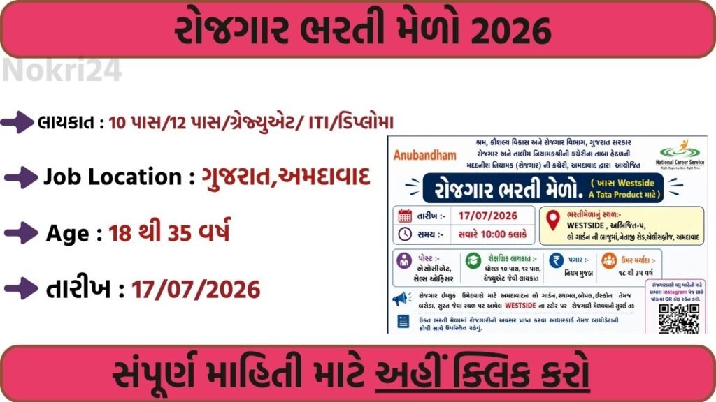 Rozgaar Bharti Melo 2026: Walk-in Job Fair for 9th Pass, 10th Pass, 12th Pass, ITI, Diploma & Graduates
