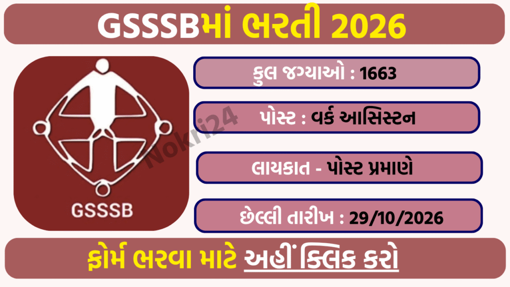 GSSSB Work Assistant Recruitment 2026: Apply Online for 1663 Posts