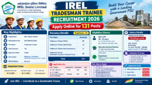 IREL Tradesman Trainee Recruitment 2026: 131 Vacancies, Salary, Eligibility and Apply Online