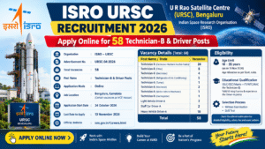 ISRO URSC Recruitment 2026: Apply Online for 58 Technician-B and Driver Posts
